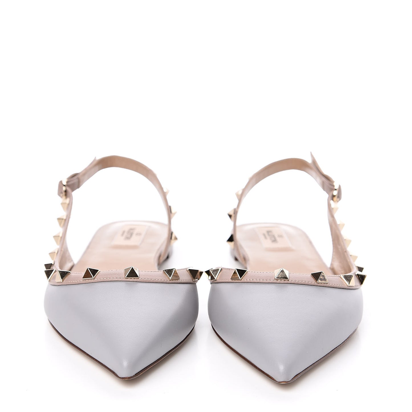 Nappa Rockstud Slingback Flats 40.5 Patel Grey Poudre
