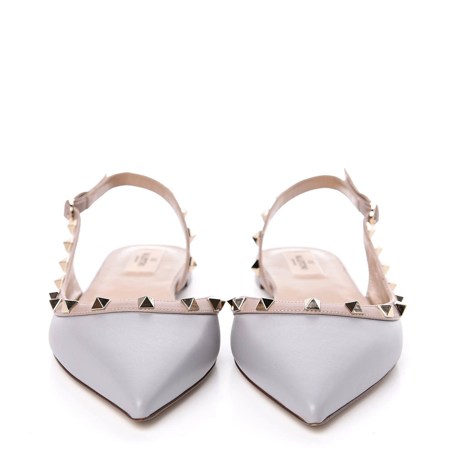 Valentino Garavani Nappa Rockstud Slingback Flats 40.5 Patel Grey Poudre 2 of 9