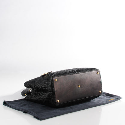 Fendi Nappa Crocodile Trapuntata Medium 2Jours Tote Black 6 of 11