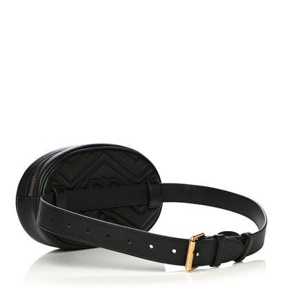 Gucci Calfskin Matelasse GG Marmont Belt Bag 75 30 Black 2 of 14