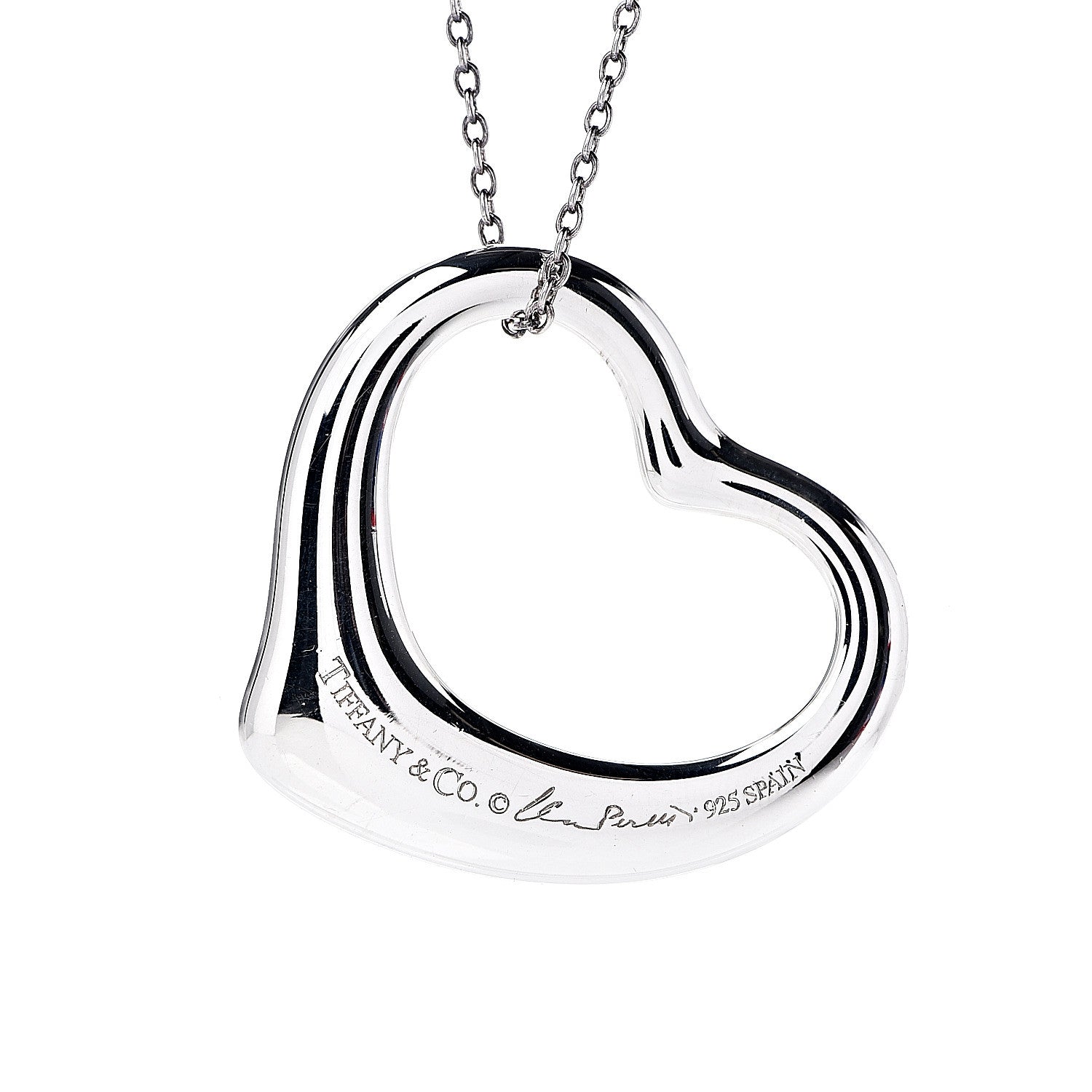 Tiffany Sterling Silver 36mm Elsa Peretti Open Heart Pendant Necklace 2 of 4