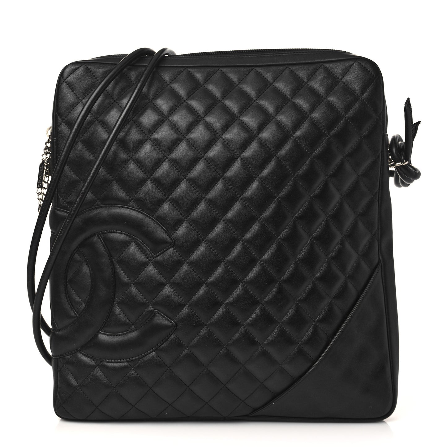 Calfskin Quilted Large Cambon Messenger Black