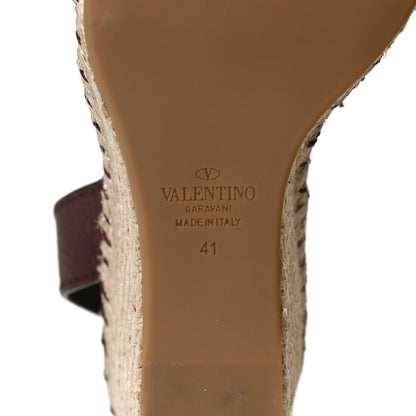 Valentino Garavani Grainy Cowhide VLogo Ankle Wrap Espadrille Wedge Sandals 41 Rubin 8 of 10