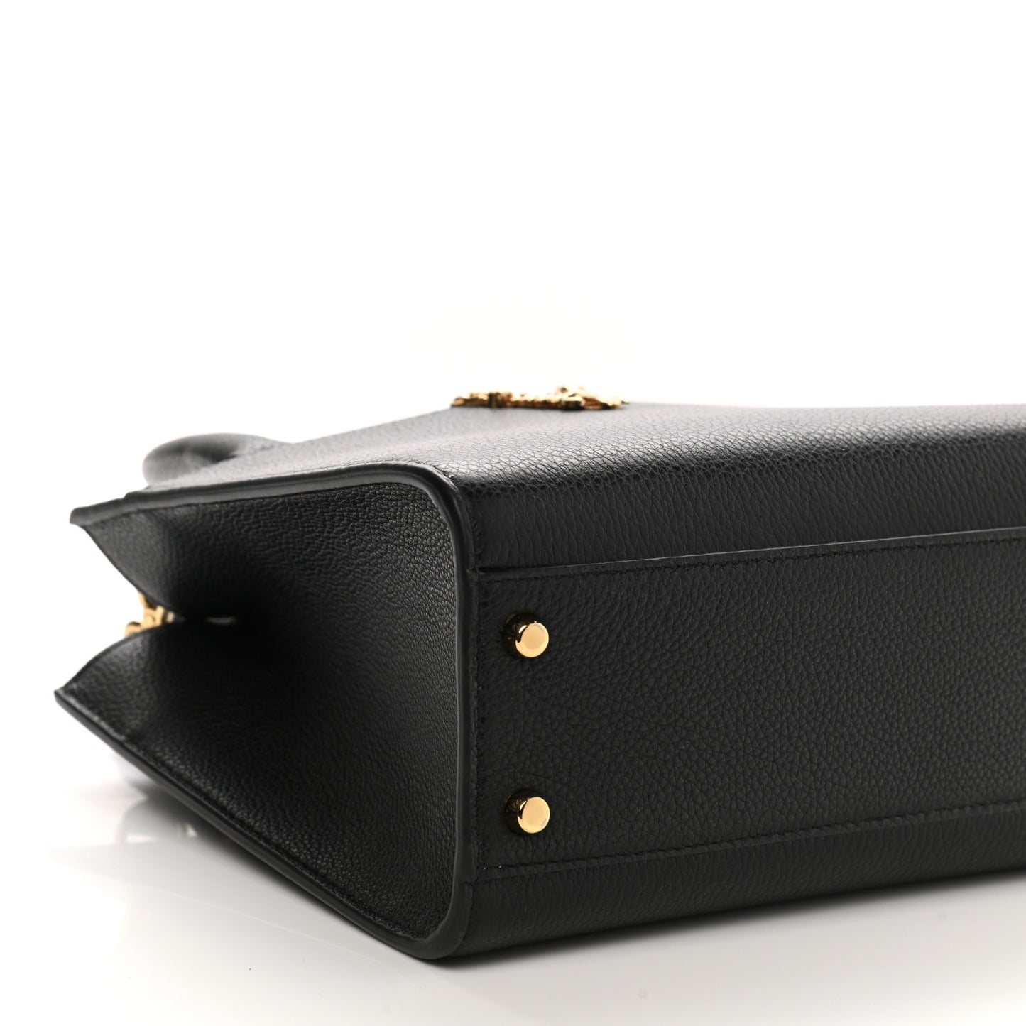 Grainy Calfskin Virtus Top Handle Tote Black