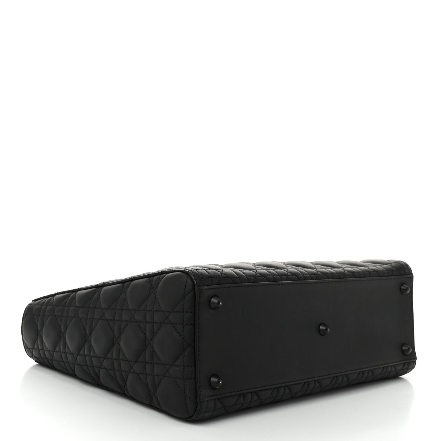 Ultra Matte Calfskin Cannage Large Lady Dior Black