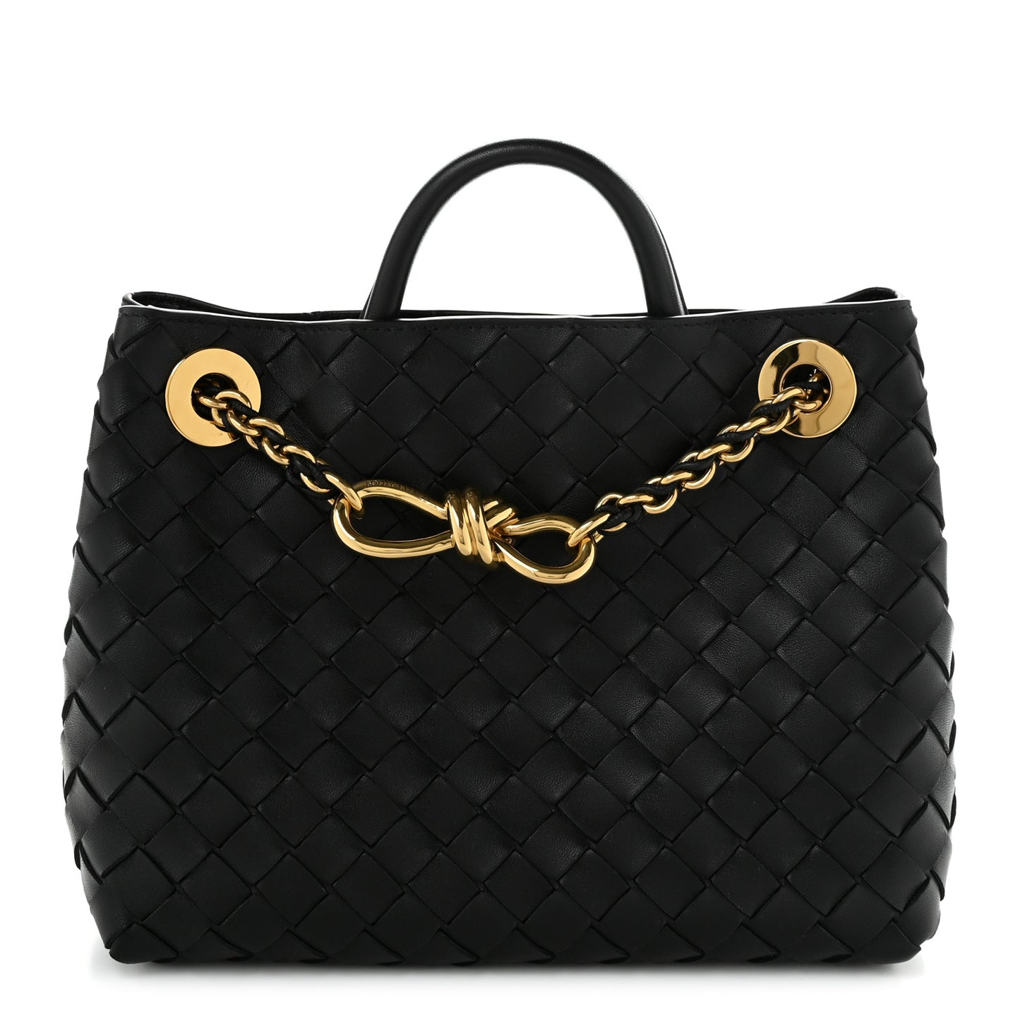 Nappa Intrecciato Small Andiamo With Chain Shoulder Bag Black