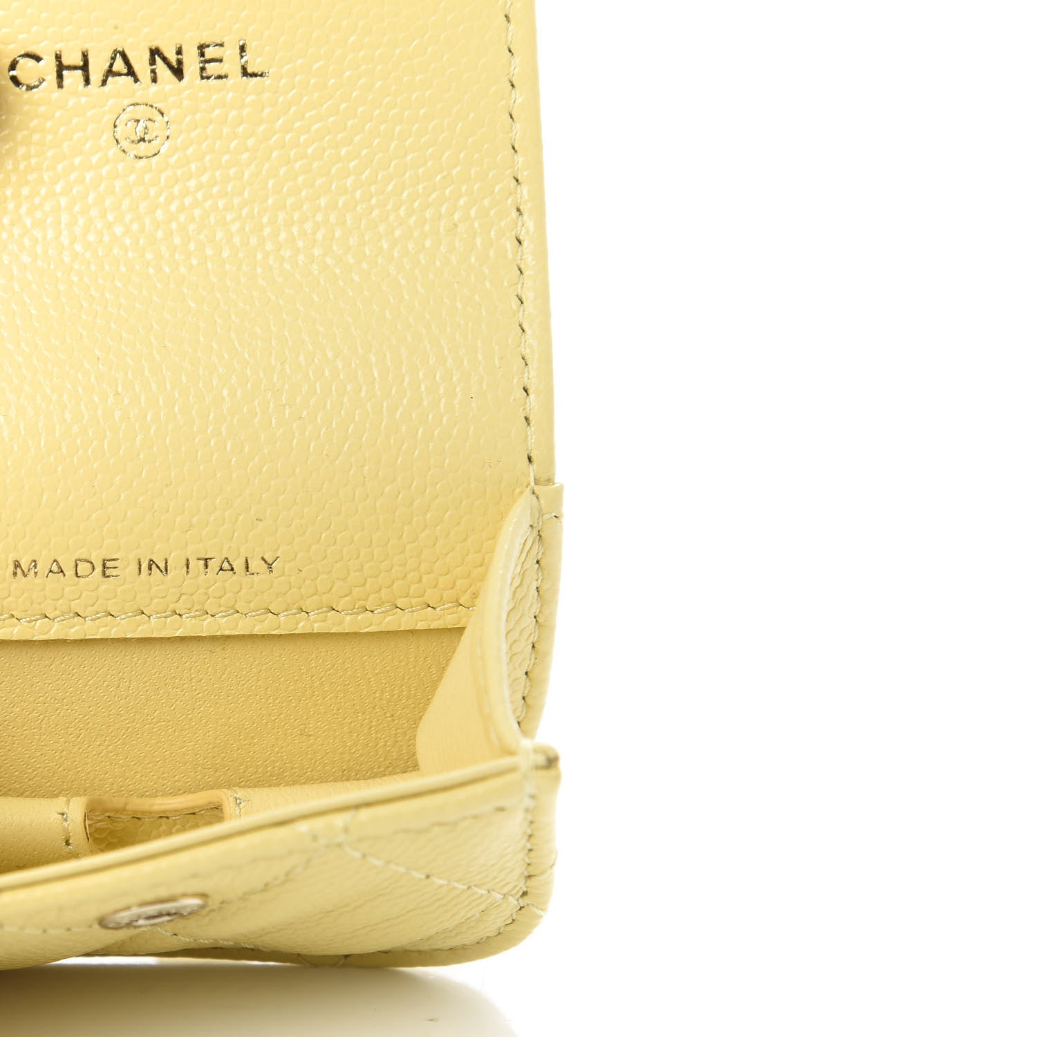 Chanel Caviar Quilted Crystal CC Airpods Pro Case Yellow 6 of 8