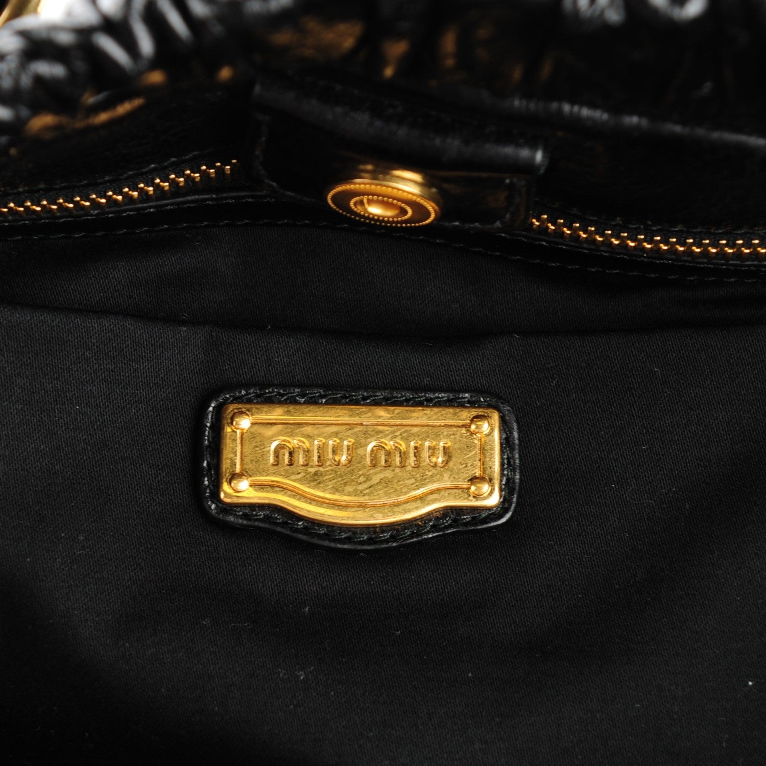 Miu Miu Vitello Lux Gathered Tote Black 6 of 8