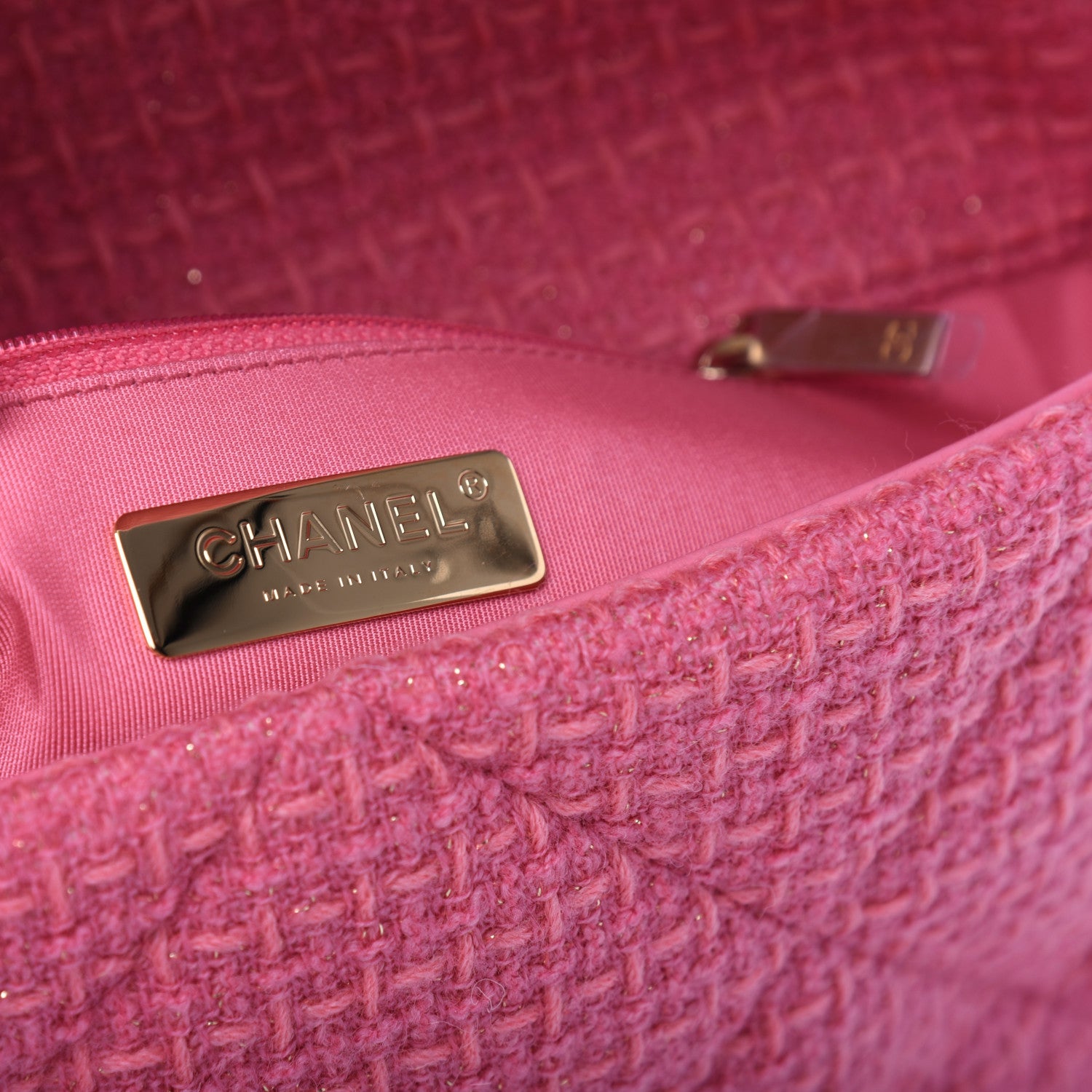 Chanel Metallic Tweed Quilted Large Chanel 19 Flap Pink 6 of 9