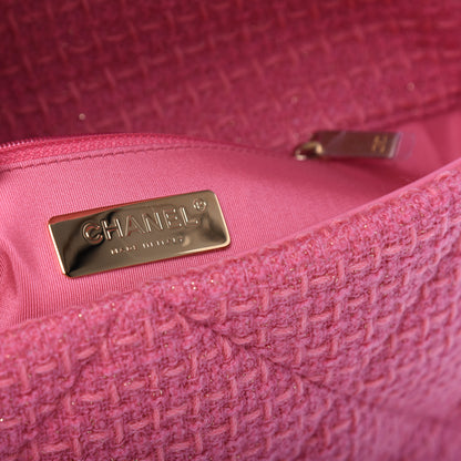 Chanel Metallic Tweed Quilted Large Chanel 19 Flap Pink 6 of 9