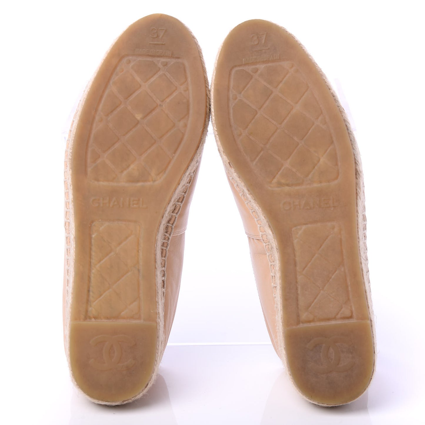 Lambskin CC Espadrilles 37 Beige Black