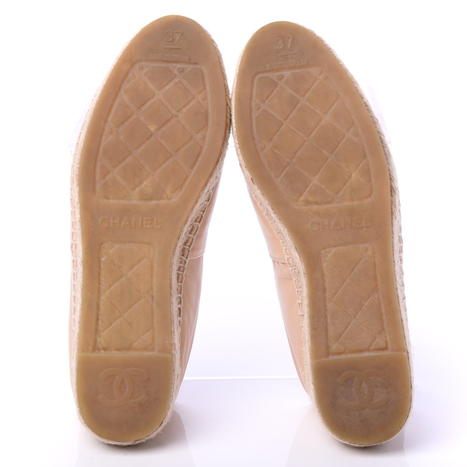 Chanel Lambskin CC Espadrilles 37 Beige Black 5 of 8