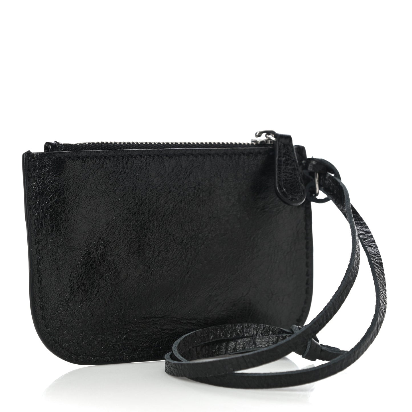 Agneau Giant 12 Silver Hardware Coin Purse Black