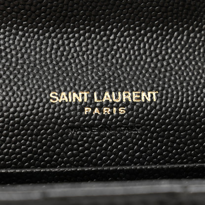 Saint Laurent Grain De Poudre Matelasse Chevron Small Monogram Envelope Wallet Black 6 of 9