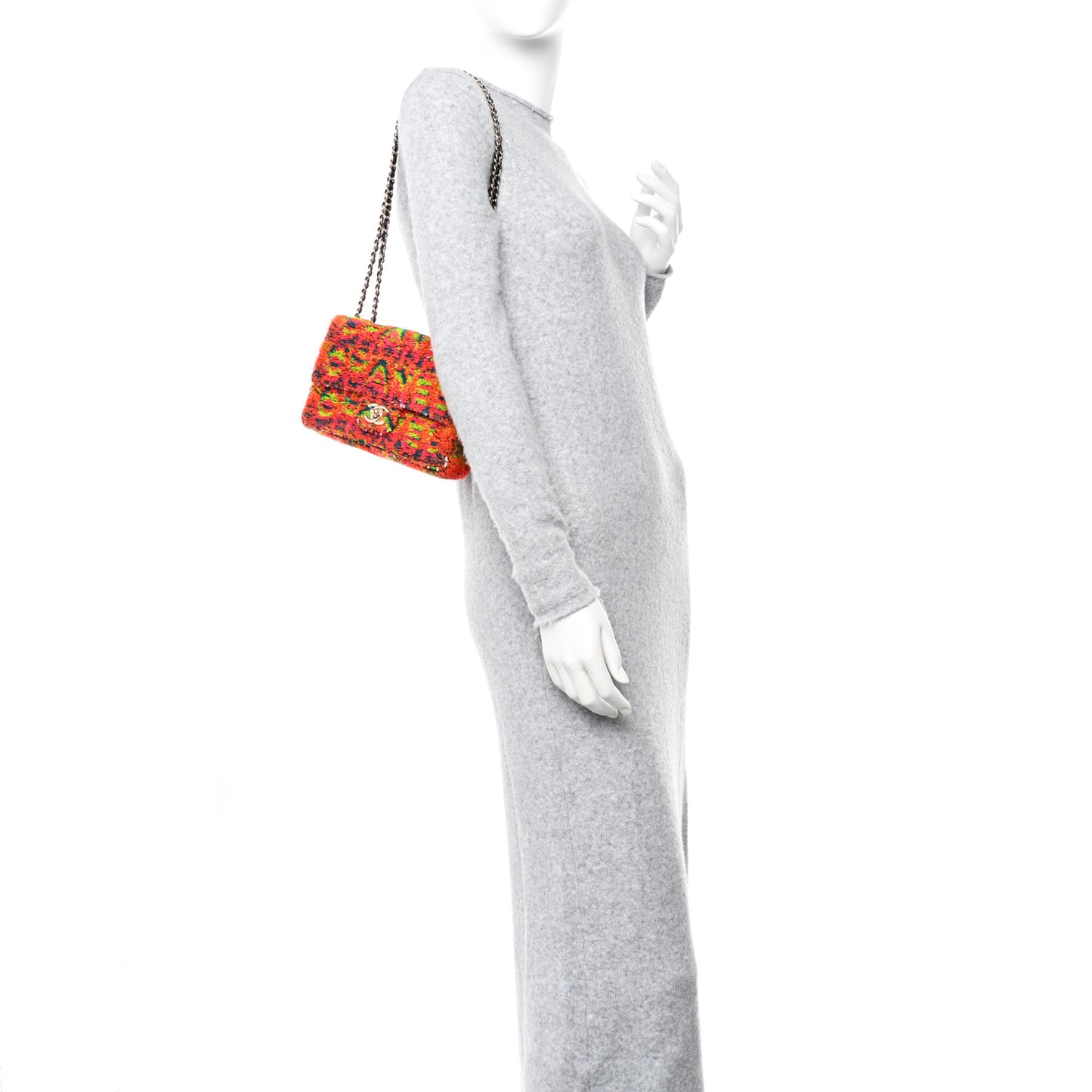 Sequin Logo Single Flap Orange Turquoise Pink