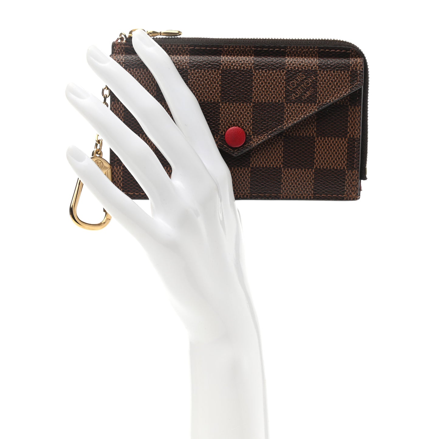 Damier Ebene Recto Verso Card Holder Red