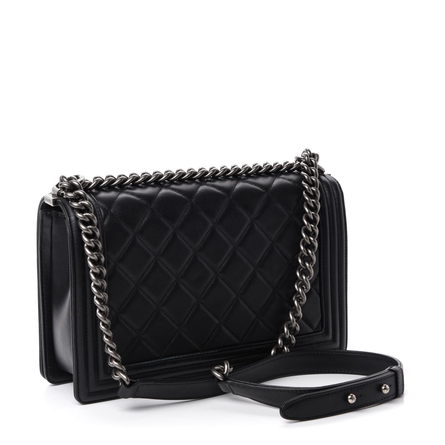 Lambskin Quilted New Medium Boy Flap Black