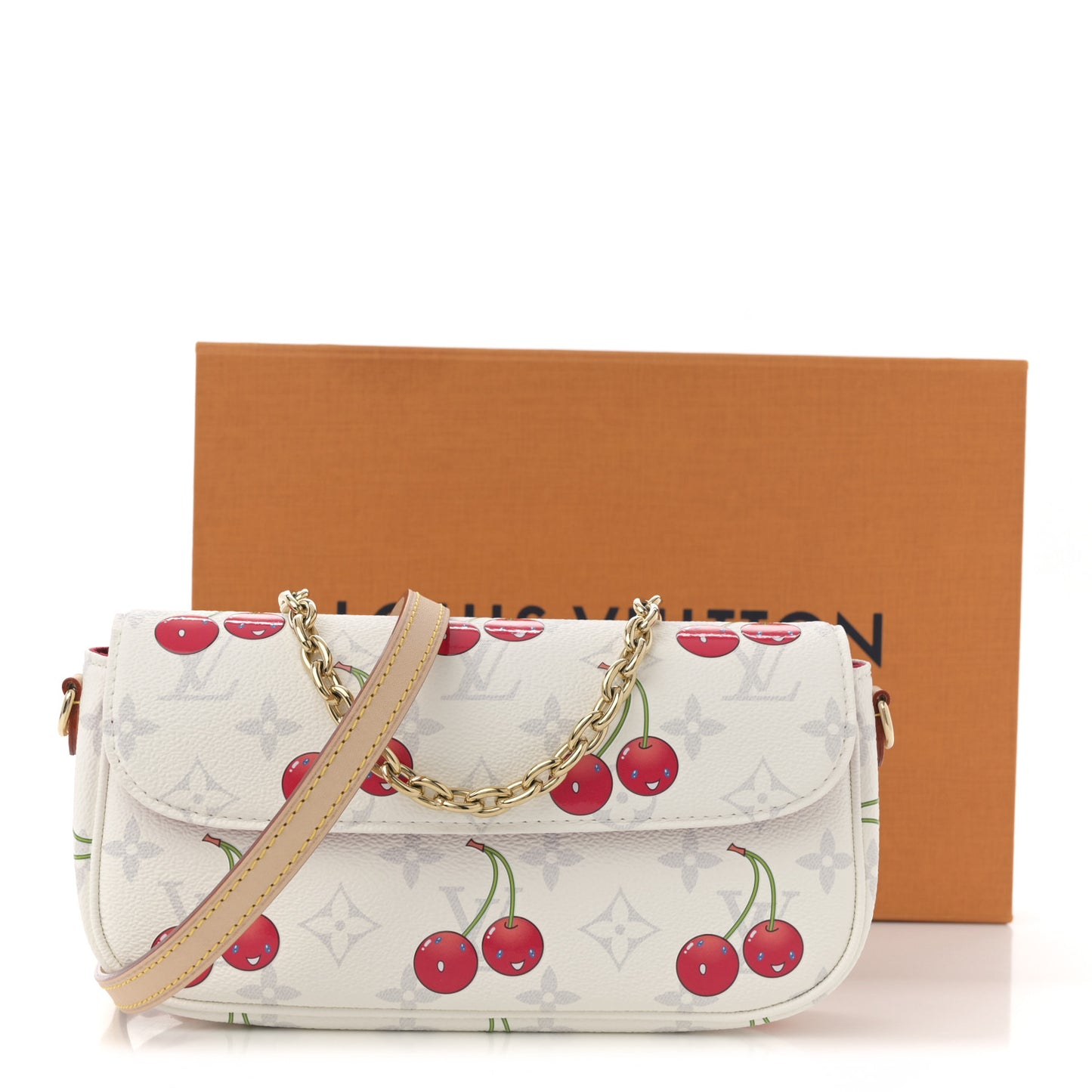 LV X TM Monogram Cerises Ivy Wallet On Chain White
