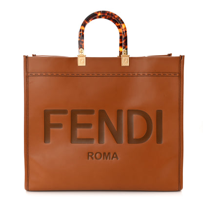 Fendi Vitello King Plexiglass Large Fendi Sunshine Shopper Tote Cuoio 1 of 11