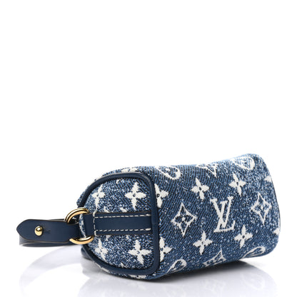 Louis Vuitton Denim Monogram Jacquard Micro Speedy Bag Charm Bleu 3 of 5