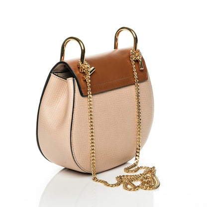 Chloe Grained Calfskin Lambskin Mini Bi-Color Drew Shoulder Bag Powder Beige Caramel 3 of 12