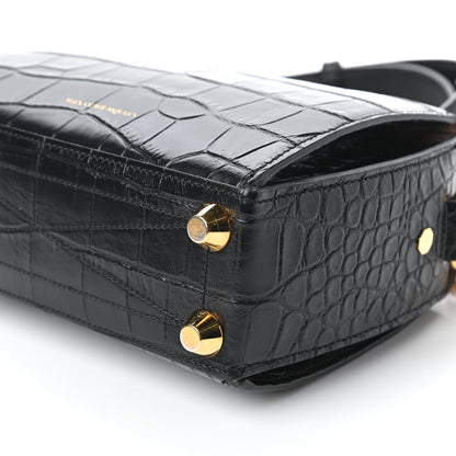 Alexander McQueen Calfskin Crocodile Embossed Box Shoulder Bag 19 Black 7 of 10