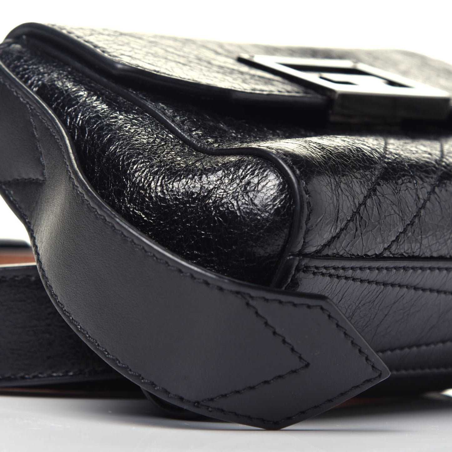 Crinkled Patent Calfskin ID Convertible Belt Bag Black