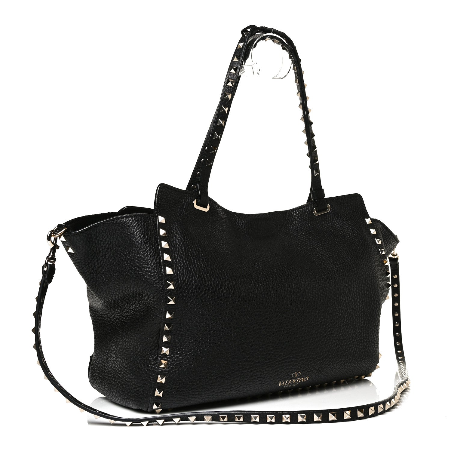 Valentino Garavani Pebbled Calfskin Medium Rockstud Tote Black 3 of 14