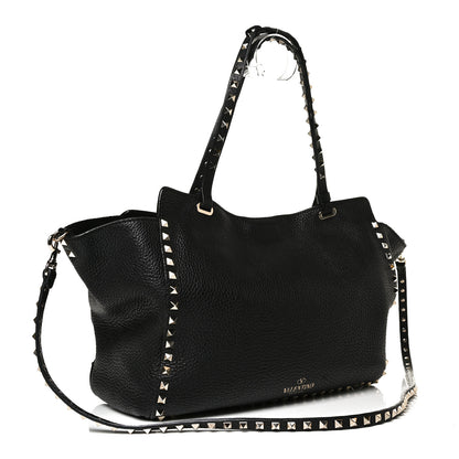 Valentino Garavani Pebbled Calfskin Medium Rockstud Tote Black 3 of 14