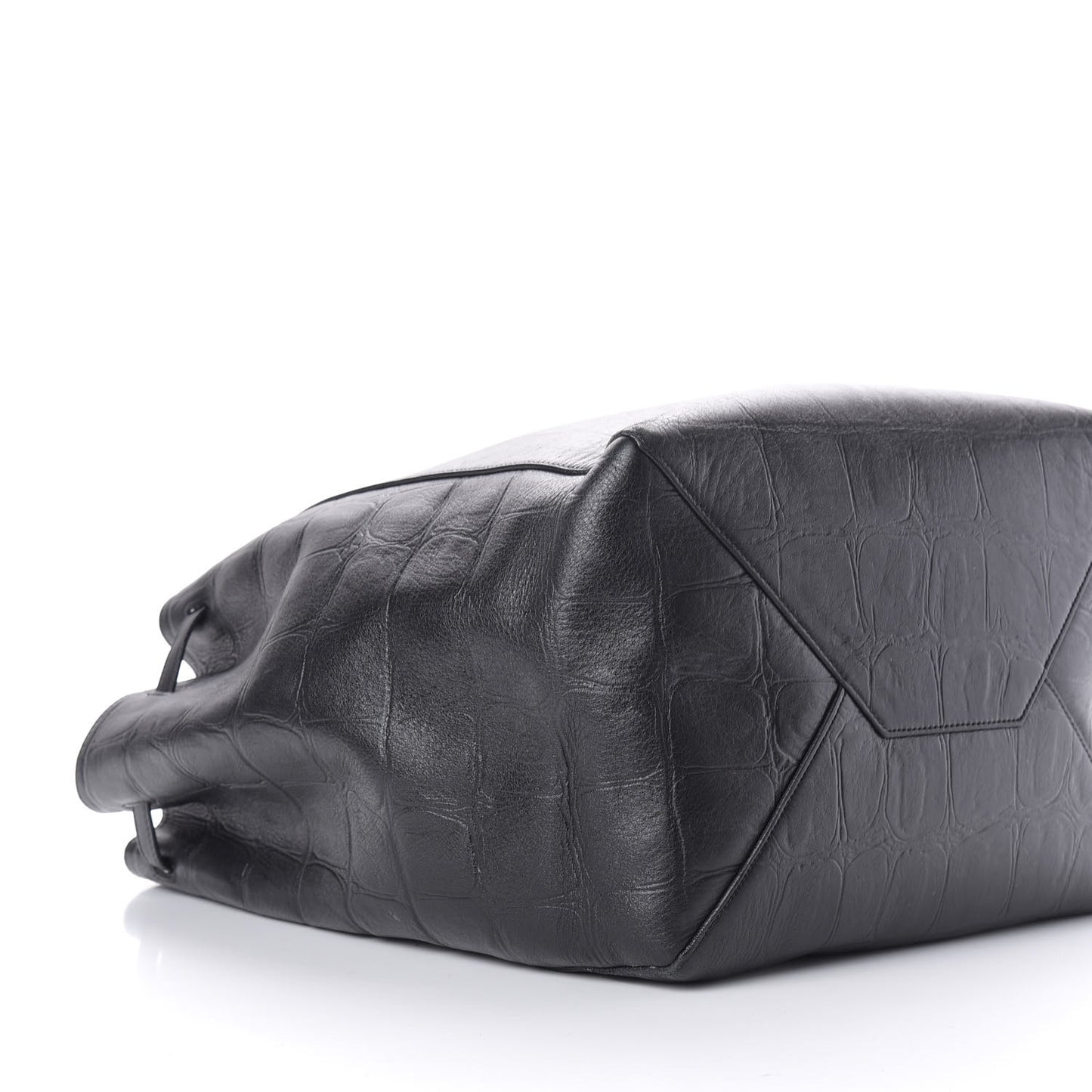 Crocodile Embossed Calfskin Medium Belt Cabas Phantom Black