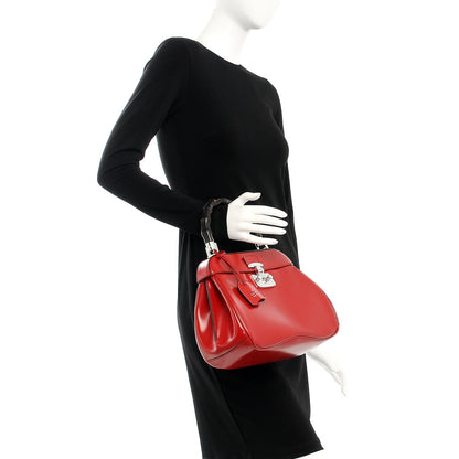 Gucci Regent Calfskin Bamboo Medium Lady Lock Top Handle Bag Red 2 of 13
