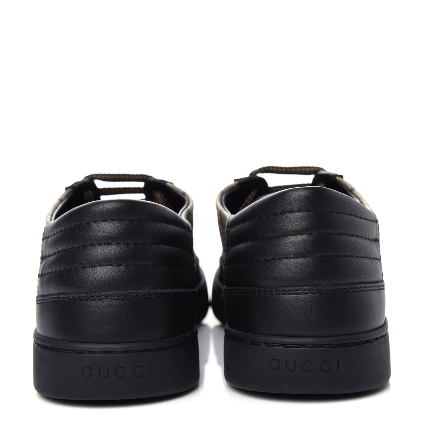 GG Supreme Monogram Mens Low Top Sneakers 8 Black Beige Ebony