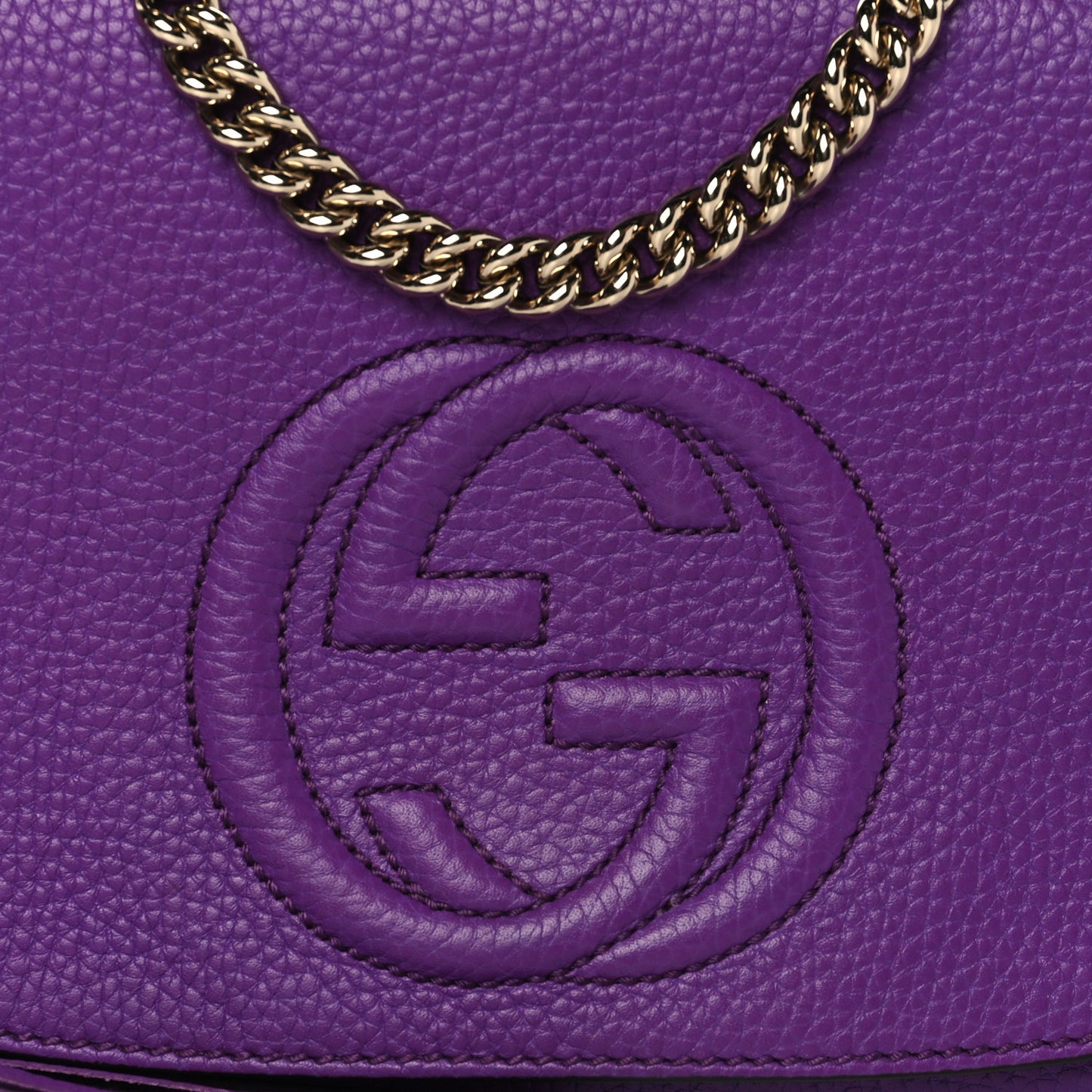 Pebbled Calfskin Medium Soho Flap Crossbody Shine Purple