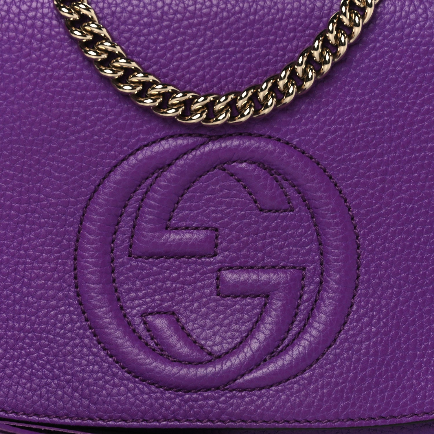 Gucci Pebbled Calfskin Medium Soho Flap Crossbody Shine Purple 8 of 10