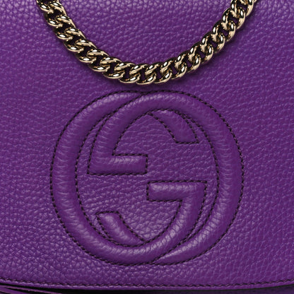 Gucci Pebbled Calfskin Medium Soho Flap Crossbody Shine Purple 8 of 10