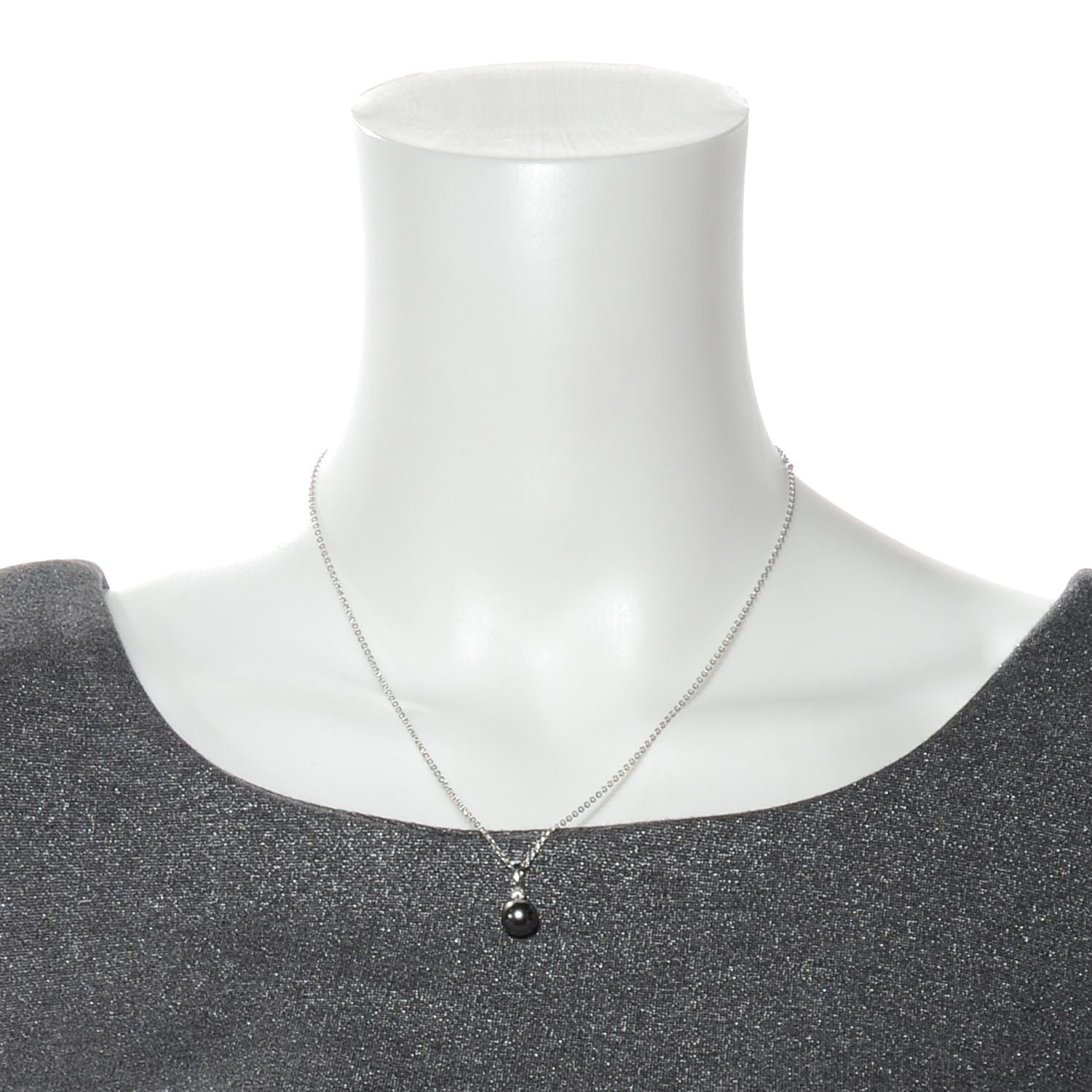 Mikimoto 18k White Gold Diamond Black South Sea Pearl Pendant Necklace 2 of 5