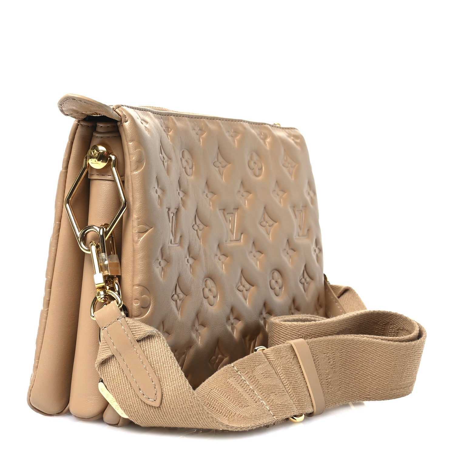 Louis Vuitton Lambskin Embossed Monogram Coussin PM Camel 3 of 9