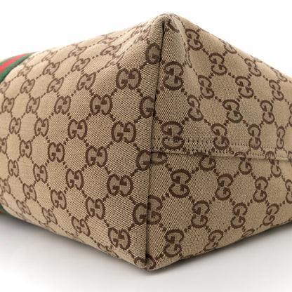 Gucci GG Monogram Web Large Giglio Tote Beige Brown 9 of 10