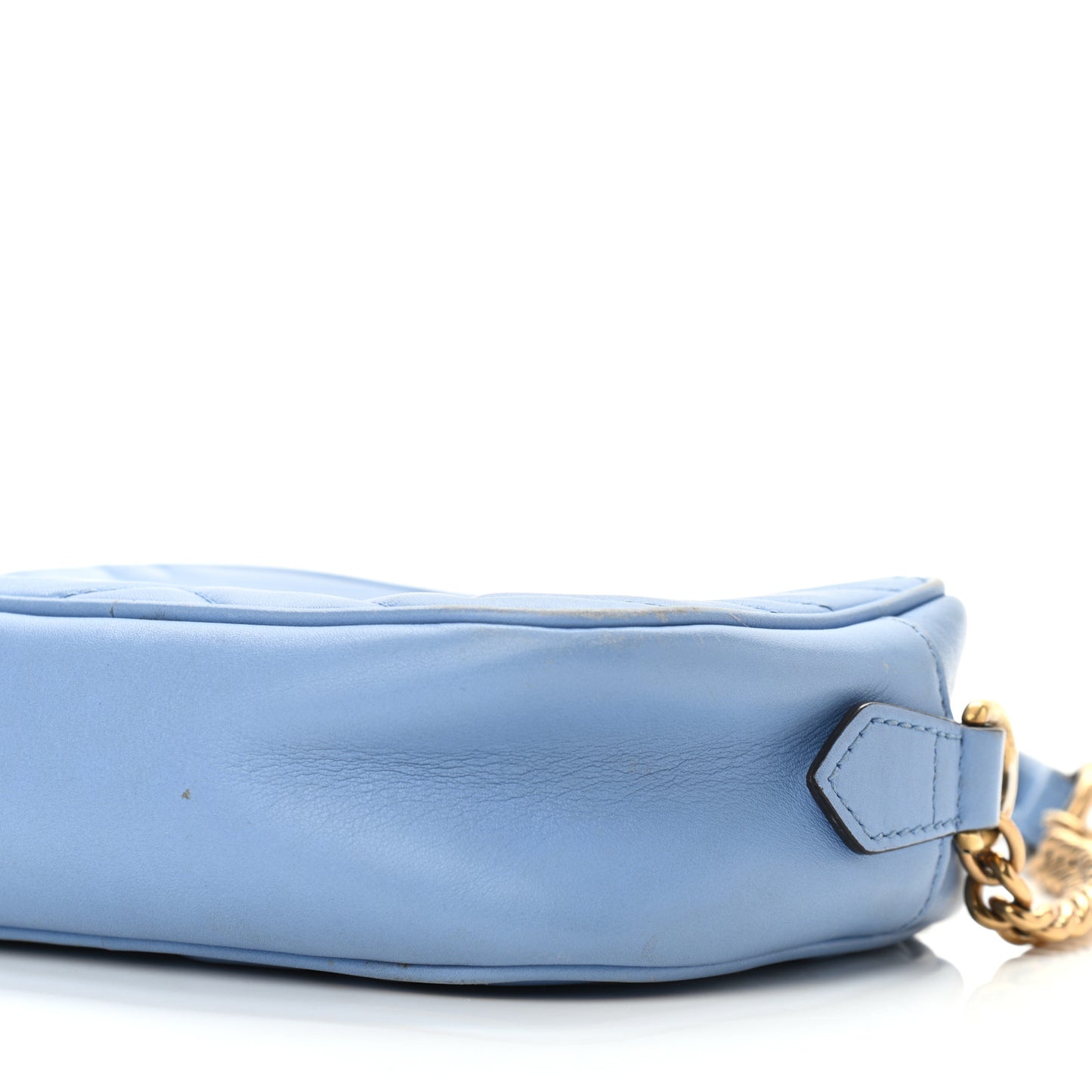 Calfskin Matelasse Mini GG Marmont Chain Shoulder Bag Clear Sky Blue