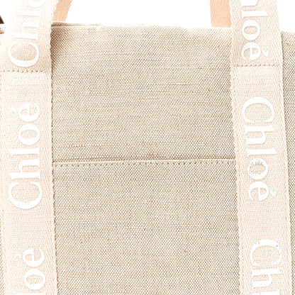 Chloe Canvas Denim Woody Diaper Bag Beige Pink 8 of 10
