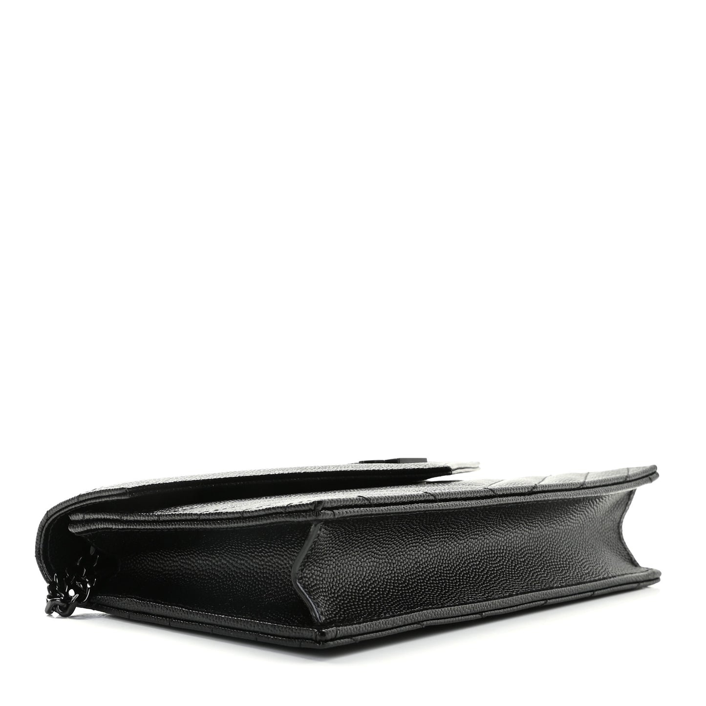 Grain De Poudre Matelasse Chevron Monogram Monochrome Envelope Chain Wallet Black