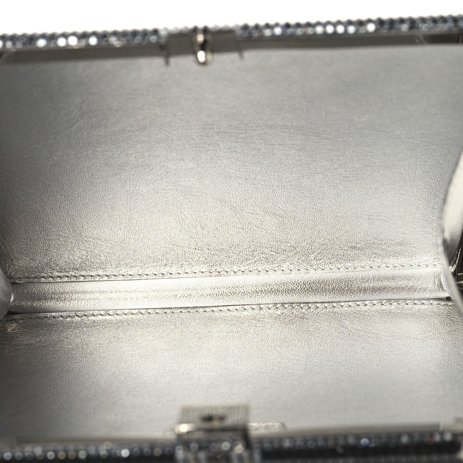 Judith Leiber Swarovski Crystal Minaudiere Clutch Black Silver 5 of 10