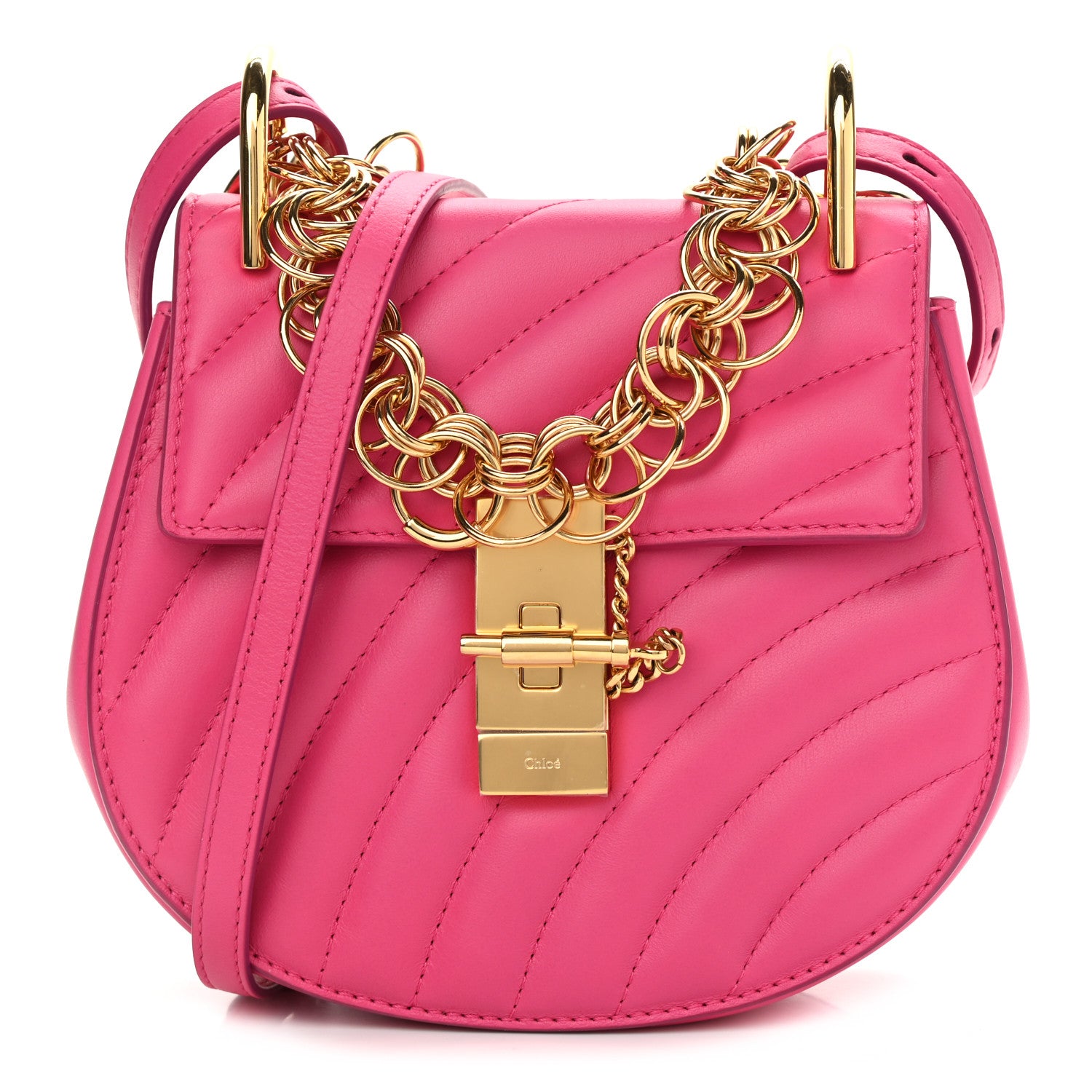 Chloe Calfskin Quilted Mini Drew Bijou Shoulder Bag Fuchsia Rose 1 of 10