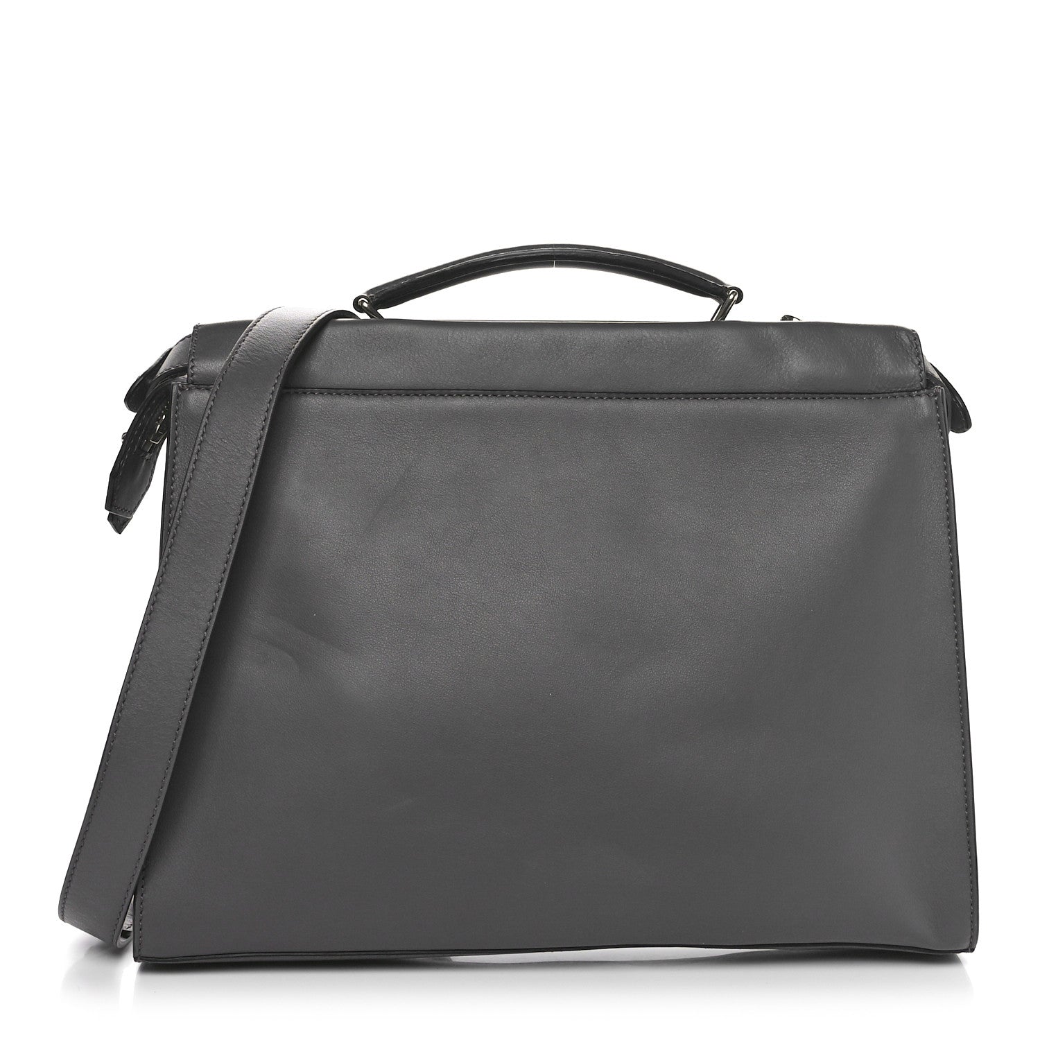 Fendi Vitello Grace FF 1974 Embossed Large Peekaboo Iconic Fit Satchel Anthracite 1 of 10
