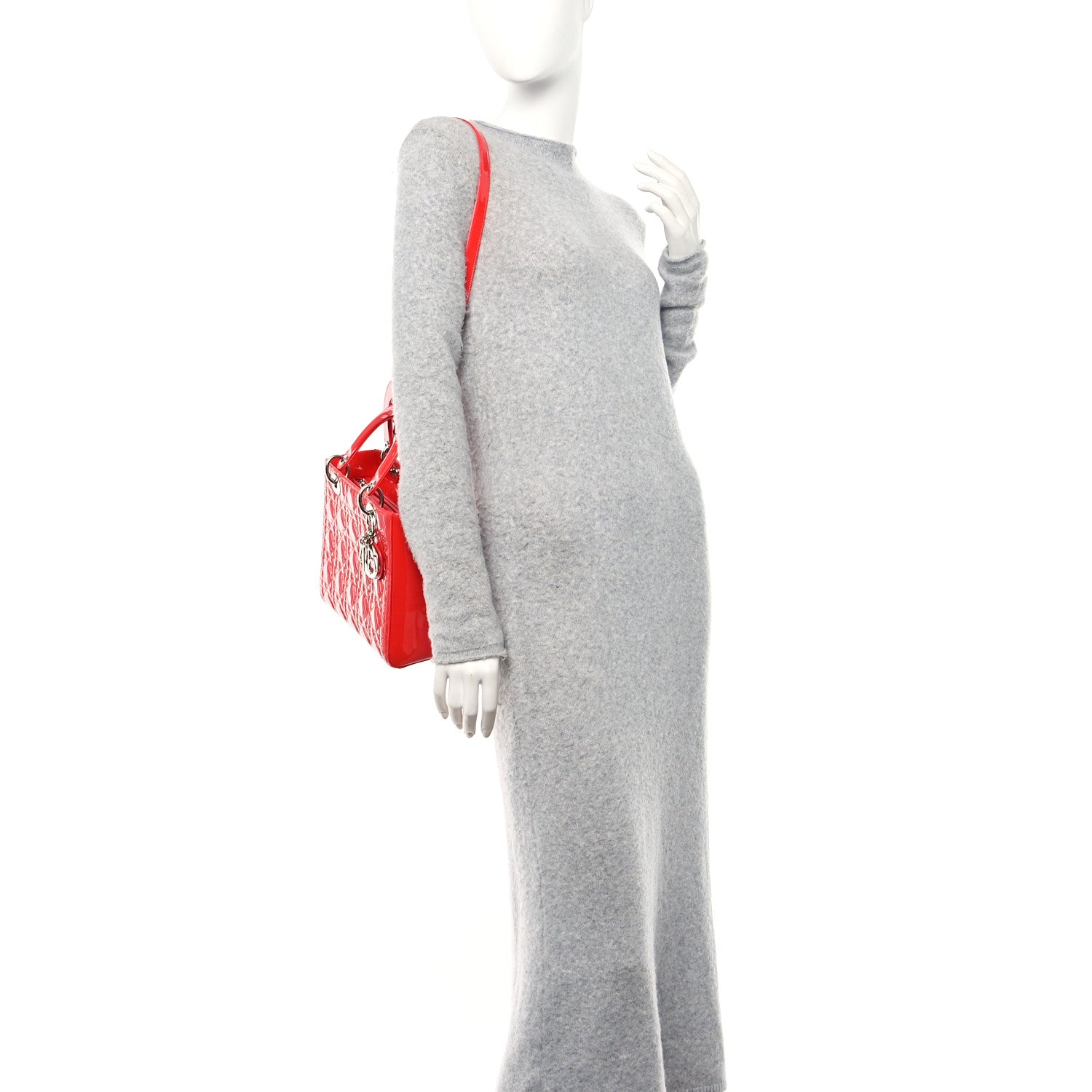 Christian Dior Patent Cannage Medium Lady Dior Red 2 of 10