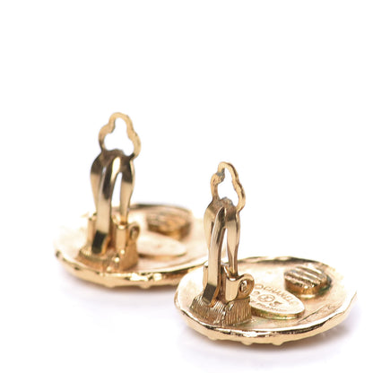 Chanel Round Lion Clip On Earrings in Gold. 3 of 5