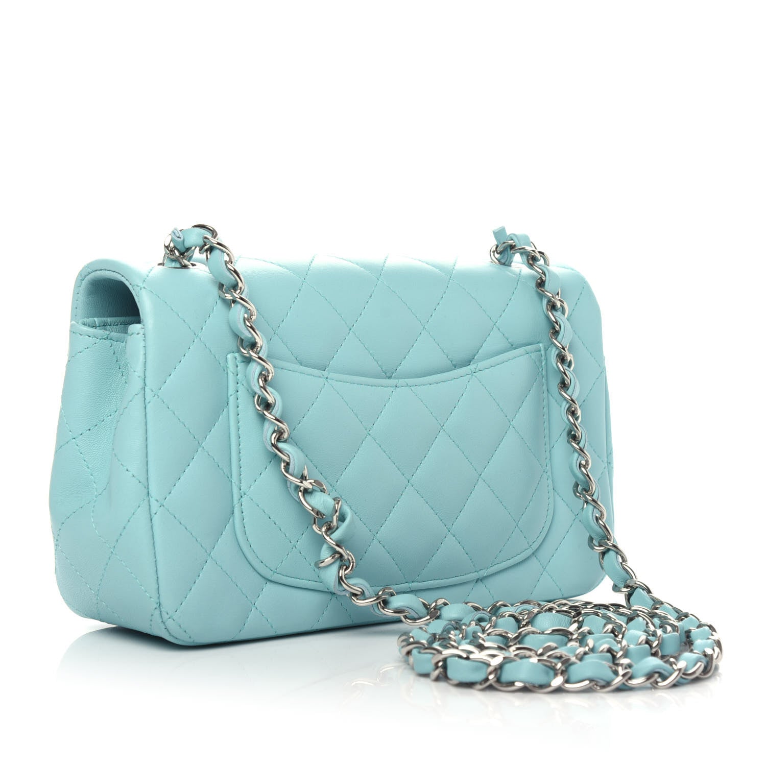 Chanel Lambskin Quilted Mini Rectangular Flap Light Blue 3 of 10