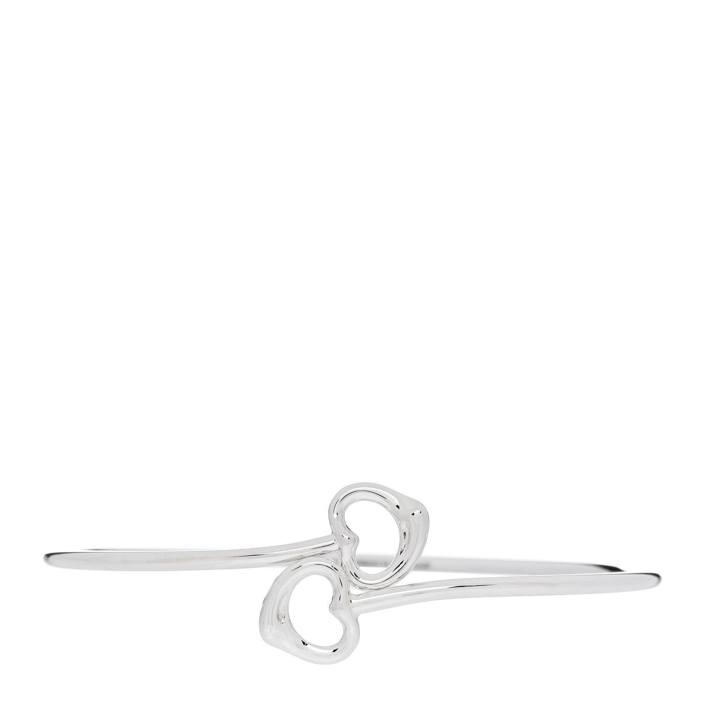 Sterling Silver Elsa Peretti Double Open Heart Bangle Bracelet