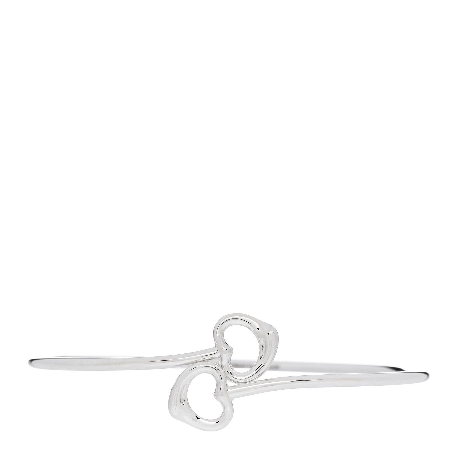 Tiffany Sterling Silver Elsa Peretti Double Open Heart Bangle Bracelet 1 of 4