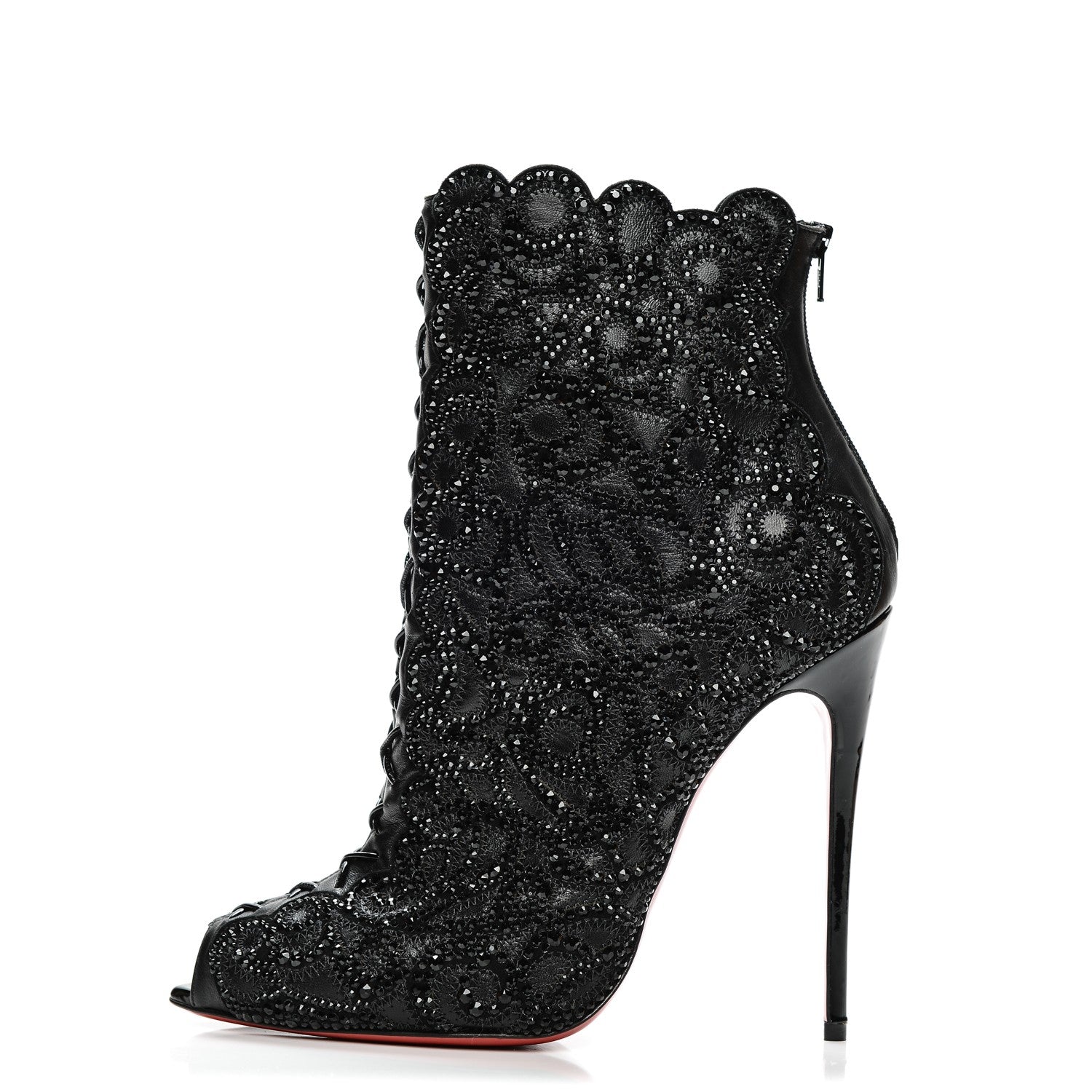 Christian Louboutin Calfskin Strass Rihanini 120 Booties 37 Black 1 of 8
